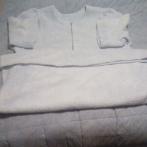 Stan Herman Short Sleeve Lounge Gown Light Blue Long Length Size 2X